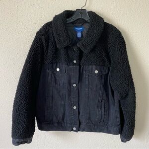 Arizona Jeans Black Sherpa-Lined Denim Jacket